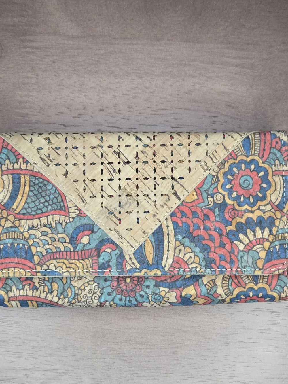Cork Handbag Wallet Eco-Friendly Boho Floral Clutch